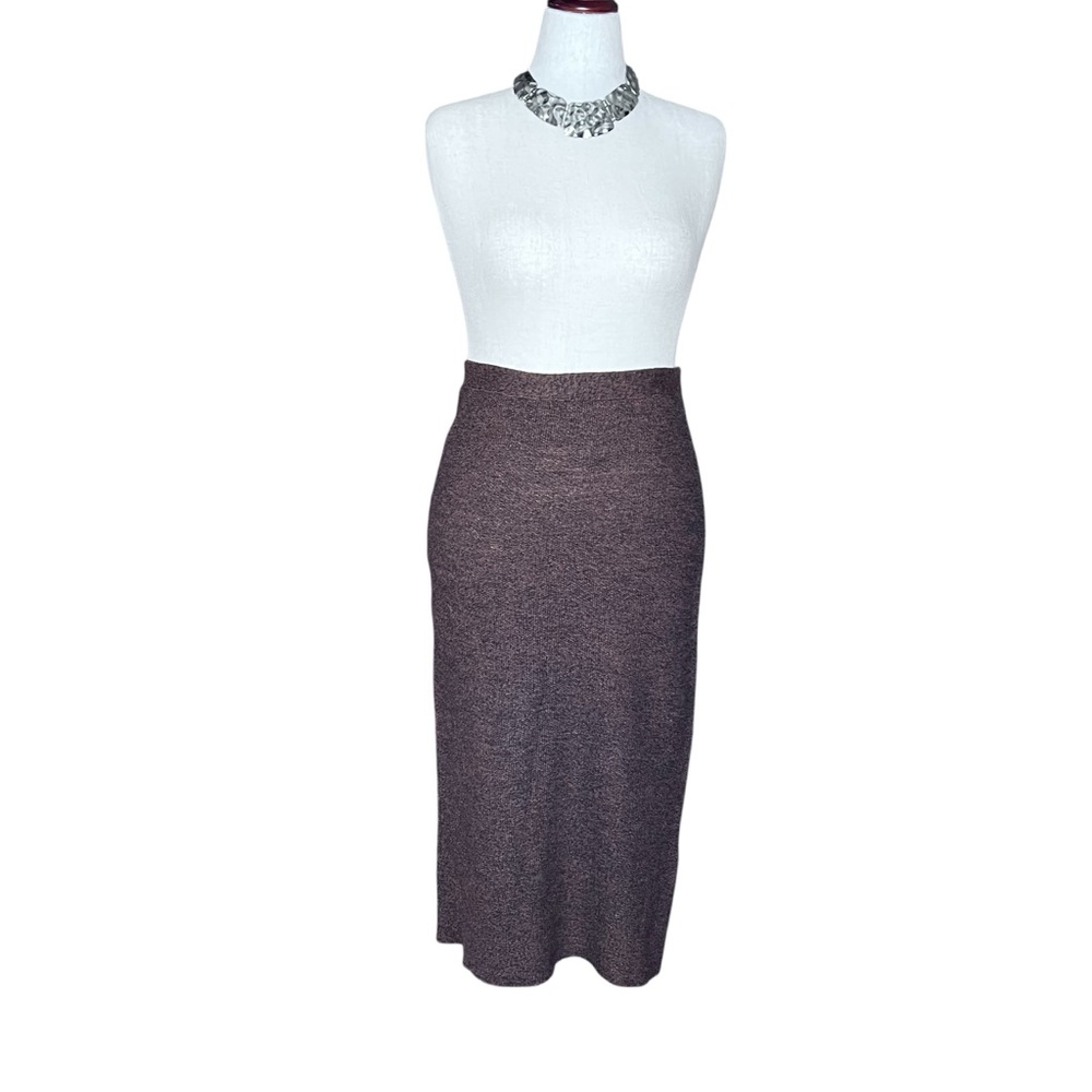 SEMPLICE VINTAGE Brown Wool Blend Mid Skirt L